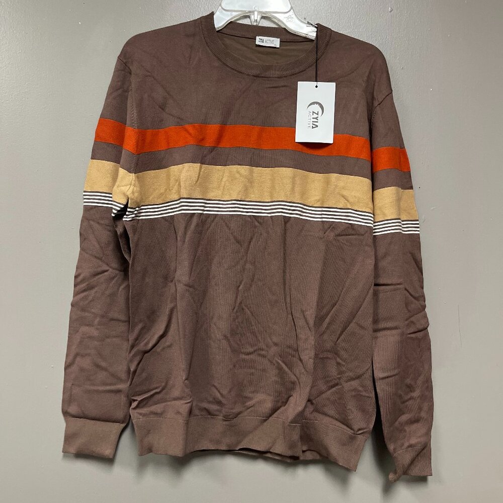 Zyia Active Mens Bark Stripe Fortrose Sweater Size XL
